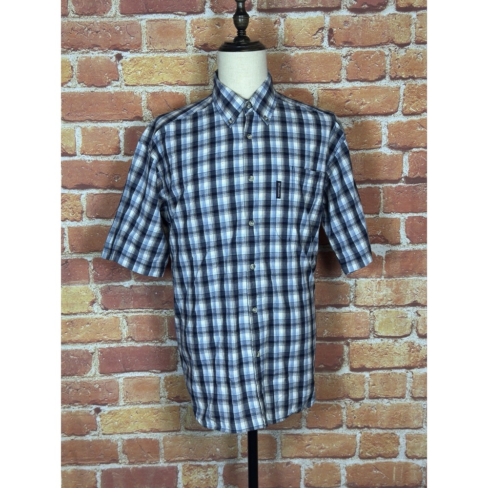 Columbia Sportswear Size Large Blue Plaid Button-Down Short Sleeve‎ Men's Shirt